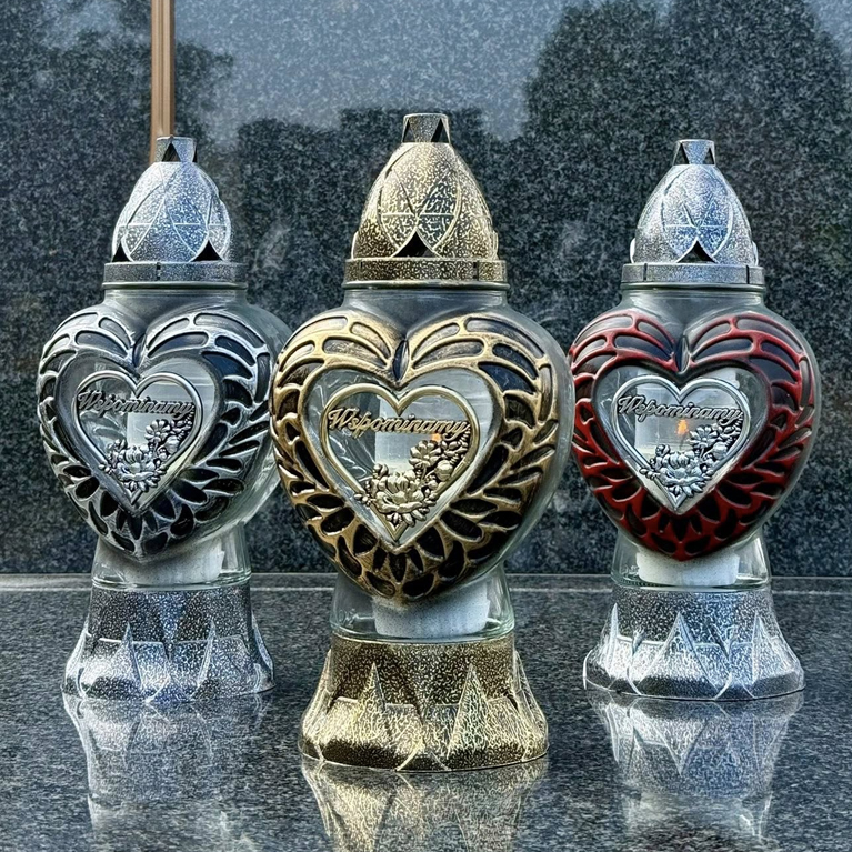 Szklane znicze z sercem