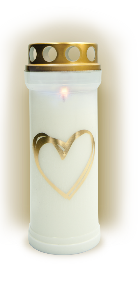 znicz plastikowy z naklejką serca