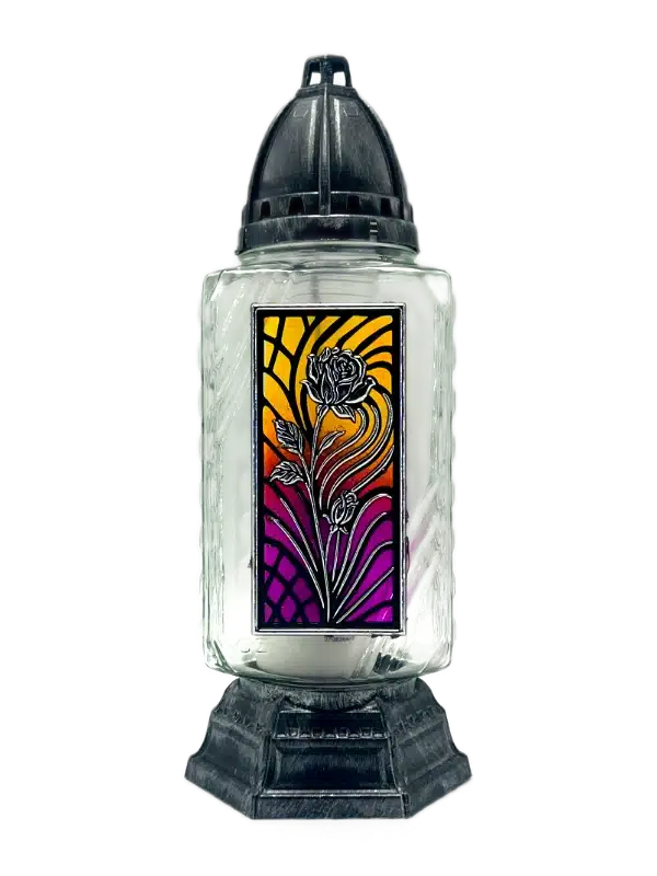 Znicz WEGA E-153W - Seria Dekory - z witrażem srebrnym